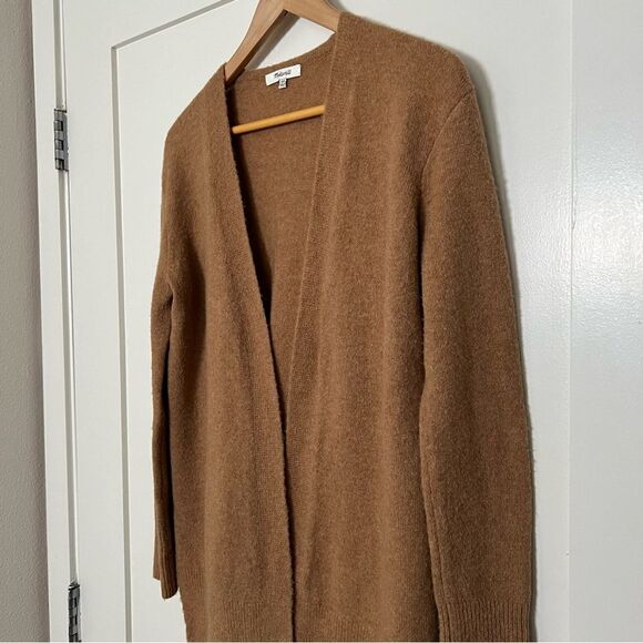 Madewell Sweater Cardigan Womens XXS Brown Knit Open Front Slits Wool Blend - Picture 4 of 13